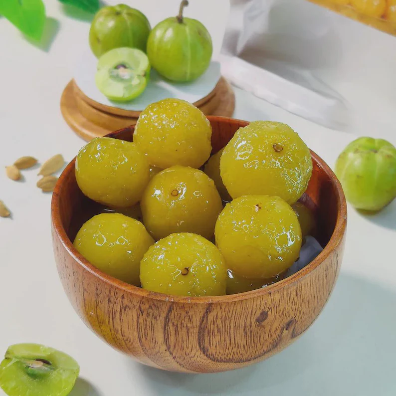 Ciruelas claudias verdes en almíbar