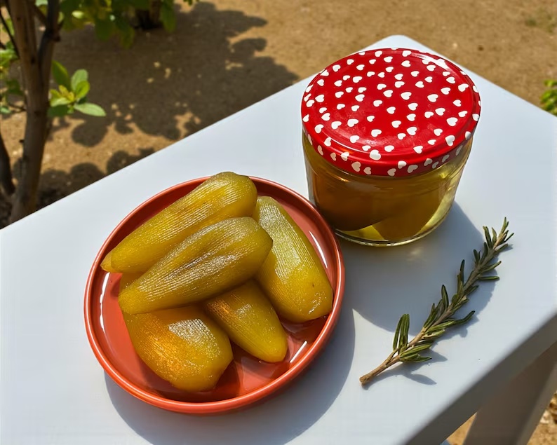 Berenjenas pequeñas en almíbar, una receta mediterránea